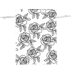 Line Art Black And White Rose  Lightweight Drawstring Pouch (xl) by MintanArt