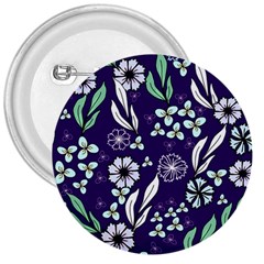 Floral Blue Pattern 3  Buttons by MintanArt