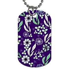 Floral Blue Pattern Dog Tag (one Side) by MintanArt