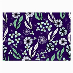 Floral Blue Pattern Large Glasses Cloth by MintanArt