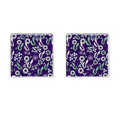 Floral Blue Pattern  Cufflinks (square) by MintanArt