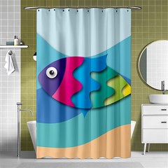 Illustrations Fish Sea Summer Colorful Rainbow Shower Curtain 48  X 72  (small)  by HermanTelo