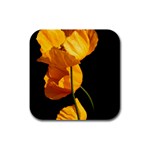 Yellow Poppies Rubber Square Coaster (4 pack)  Front