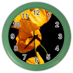 Yellow Poppies Color Wall Clock by Audy