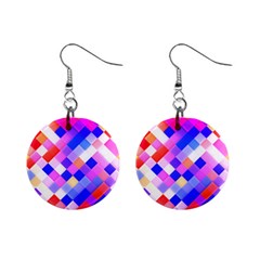 Squares Pattern Geometric Seamless Mini Button Earrings by Dutashop