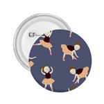 Cute  Pattern With  Dancing Ballerinas On The Blue Background 2.25  Buttons Front