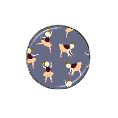 Cute  Pattern With  Dancing Ballerinas On The Blue Background Hat Clip Ball Marker (4 Pack) by EvgeniiaBychkova