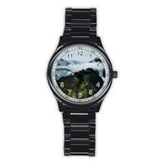 Mountain Landscape Stainless Steel Round Watch by goljakoff