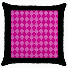 Pink Diamond Pattern Throw Pillow Case (black) by ArtsyWishy