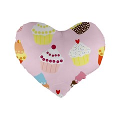 Cupcakes Standard 16  Premium Heart Shape Cushions by beyondimagination