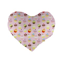 Cupcakes Festival Pattern Standard 16  Premium Heart Shape Cushions by beyondimagination