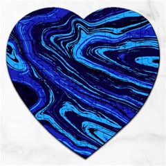 Blue Vivid Marble Pattern 16 Jigsaw Puzzle (heart) by goljakoff