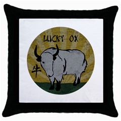 Chinese New Year ¨c Year Of The Ox Throw Pillow Case (black) by Valentinaart