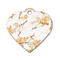 Birds And Flowers  Dog Tag Heart (one Side) by Sobalvarro