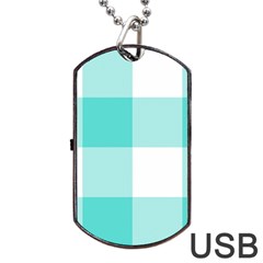 Turquoise And White Buffalo Check Dog Tag Usb Flash (two Sides) by yoursparklingshop