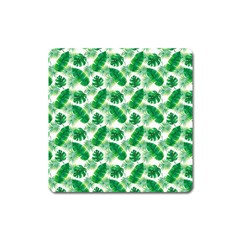 Tropical Leaf Pattern Square Magnet by Dutashop