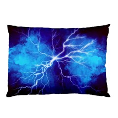 Blue Thunder Lightning At Night, Graphic Art Pillow Case by picsaspassion