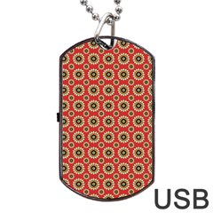 Digital Flowers Dog Tag Usb Flash (two Sides) by Sparkle