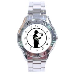 Mobile Phone Addiction Concept Drawing Stainless Steel Analogue Watch by dflcprintsclothing