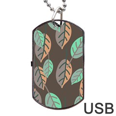 Leaf Brown Dog Tag Usb Flash (one Side) by Dutashop