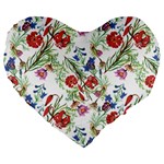 Summer flowers pattern Large 19  Premium Heart Shape Cushions Front