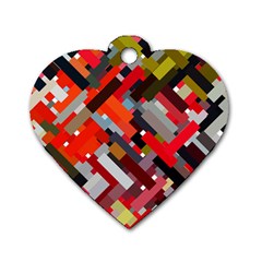 Maze Abstract Texture Rainbow Dog Tag Heart (two Sides) by Dutashop