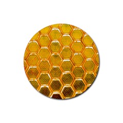 Hexagonal Windows Rubber Round Coaster (4 Pack)  by essentialimage365