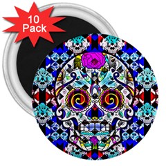 Sugar Skull Pattern 2 3  Magnets (10 Pack)  by ExtraGoodSauce