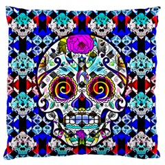 Sugar Skull Pattern 2 Large Flano Cushion Case (two Sides) by ExtraAwesomeSauce