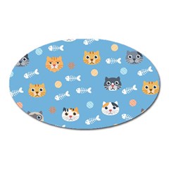 Cute Cat Pattern Oval Magnet by ExtraAwesomeSauce