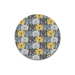 Cute Cat Pattern Magnet 3  (round) by ExtraAwesomeSauce