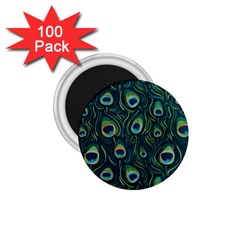 Watercolor Peacock Feather Pattern 1 75  Magnets (100 Pack)  by ExtraAwesomeSauce