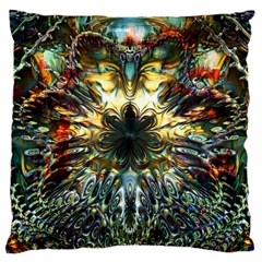 Multicolor Floral Art Copper Patina  Large Flano Cushion Case (two Sides) by CrypticFragmentsDesign