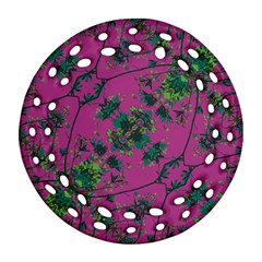 Modern Floral Collage Print Pattern Round Filigree Ornament (two Sides) by dflcprintsclothing