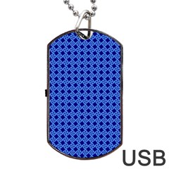 Basket Weave Basket Pattern Blue Dog Tag Usb Flash (two Sides) by Dutashop