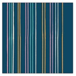 Multicolored Stripes On Blue Large Satin Scarf (Square) Front