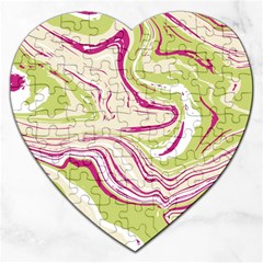 Green Vivid Marble Pattern 6 Jigsaw Puzzle (heart) by goljakoff