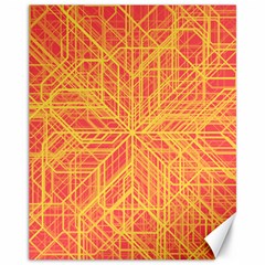 Orange/yellow Line Pattern Canvas 11  X 14  by LyleHatchDesign