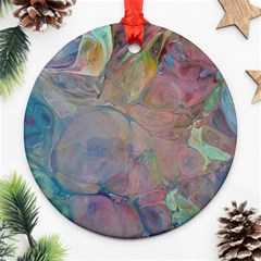 Marbled Pebbles Round Ornament (two Sides) by kaleidomarblingart