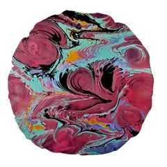 Abstract Marble Large 18  Premium Flano Round Cushions by kaleidomarblingart