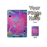 Magenta on blue feathers Playing Cards 54 Designs (Mini) Front - SpadeA