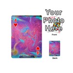 Magenta on blue feathers Playing Cards 54 Designs (Mini) Front - Heart4