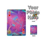 Magenta on blue feathers Playing Cards 54 Designs (Mini) Front - Heart10