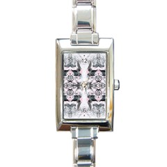 Grey On Pink Marbling Rectangle Italian Charm Watch by kaleidomarblingart