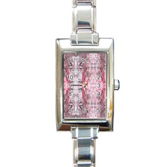 Pink On Grey I Repeats Rectangle Italian Charm Watch by kaleidomarblingart