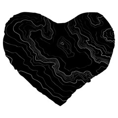 Black Topography Large 19  Premium Heart Shape Cushions by goljakoff