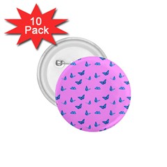 Blue Butterflies At Pastel Pink Color Background 1 75  Buttons (10 Pack) by Casemiro