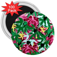 Floral-abstract 3  Magnets (100 Pack) by PollyParadise