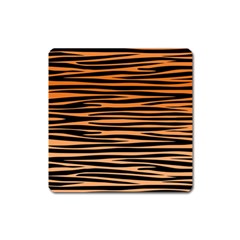 Tiger Stripes, Black And Orange, Asymmetric Lines, Wildlife Pattern Square Magnet by Casemiro