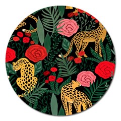 Leopardrose Magnet 5  (round) by PollyParadise